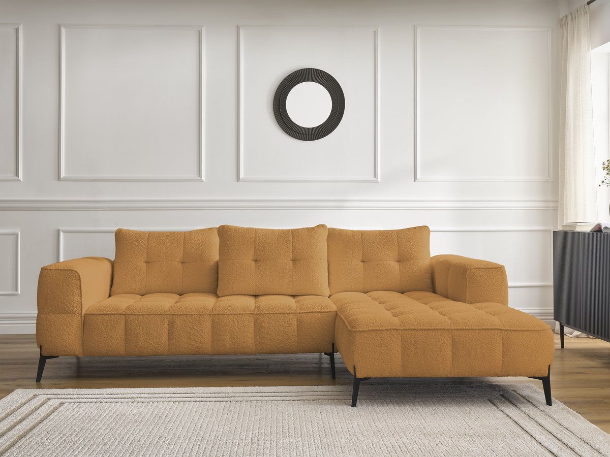 Bobochic Anis Ecksofa Bouclé-Stoff Gelb Ecke rechts