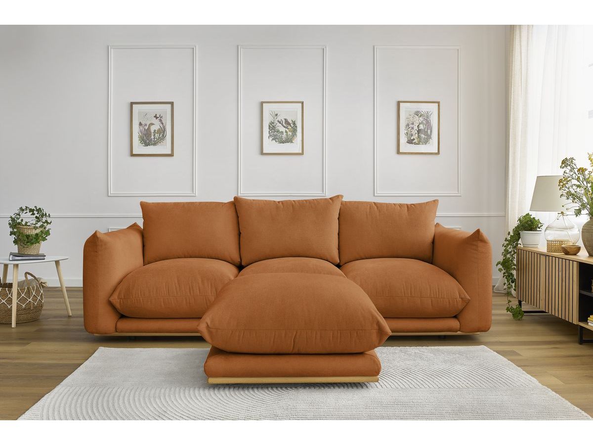 Bobochic Ernest Sofa 4-Sitzer mit Pouf Stoff Orange