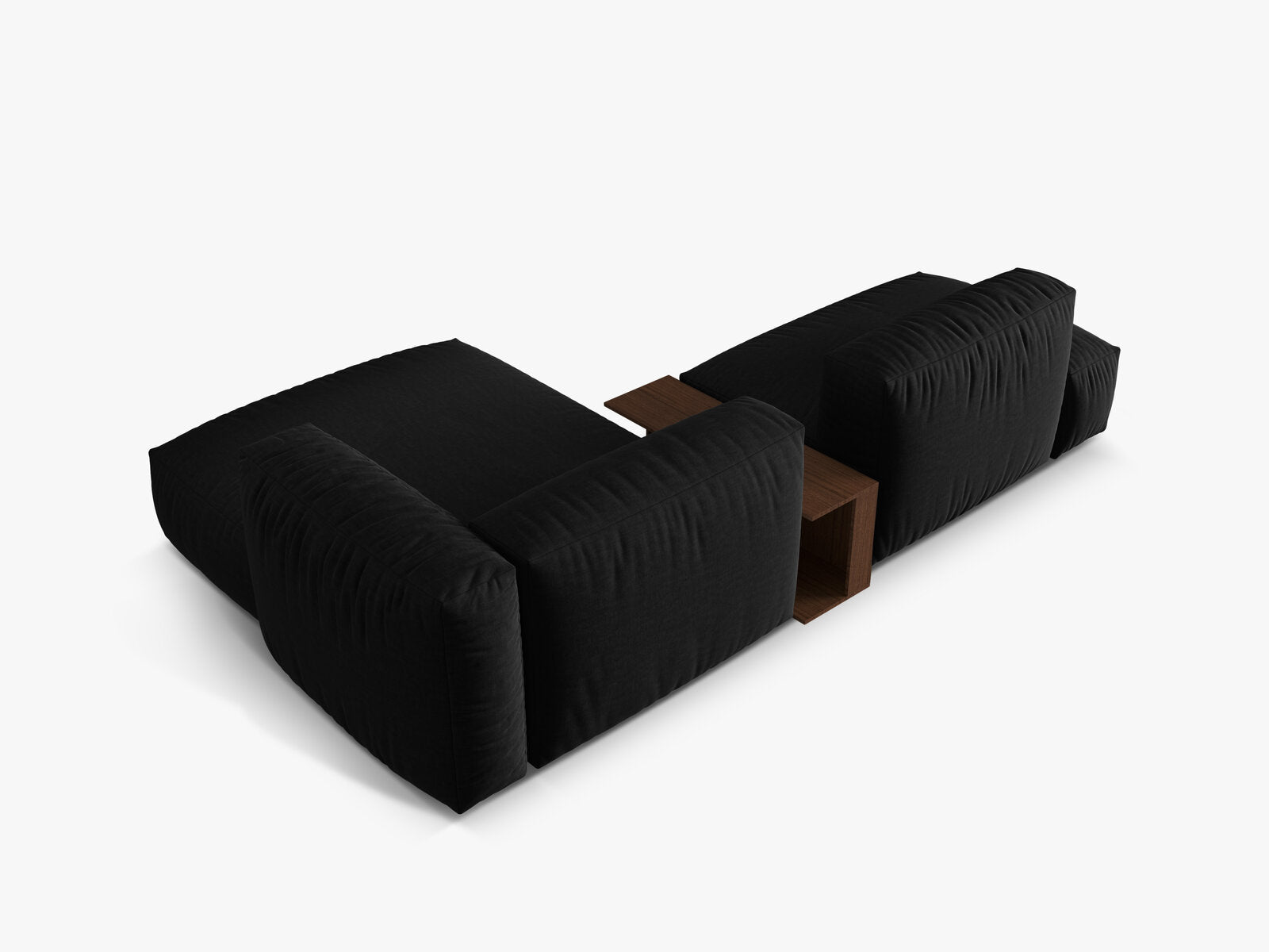 Micadoni Ecksofa Martina 2-Sitzer mit Couchtisch Rechts Strukturierter Stoff Schwarz