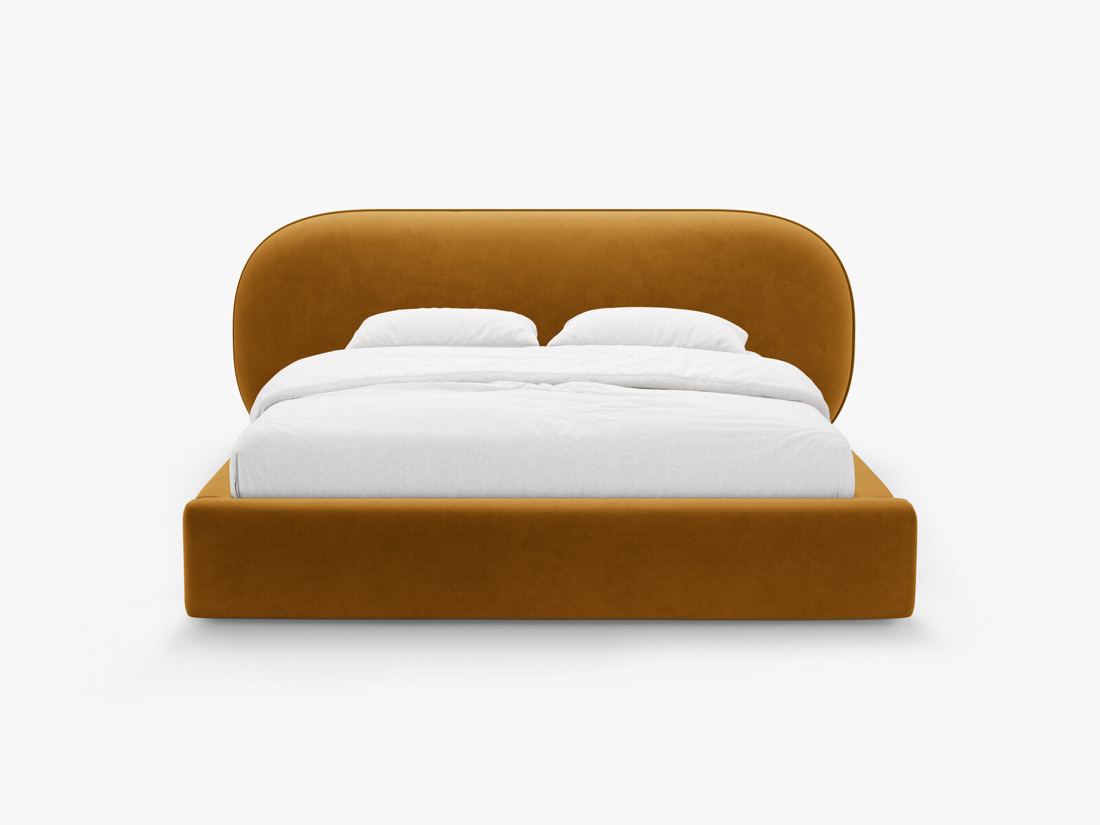 Micadoni Stauraumbett mit Kopfteil Ovalo Samt Magic Velvet Senf 140x200