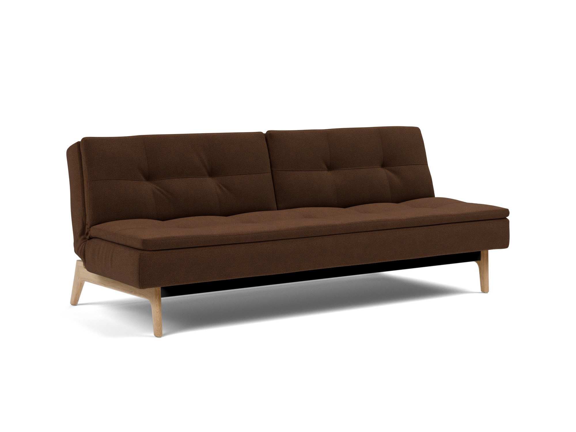 Schlafsofa Dublexo Strukturierter Stoff Taura 359-Cappuccino Beine Eiche
