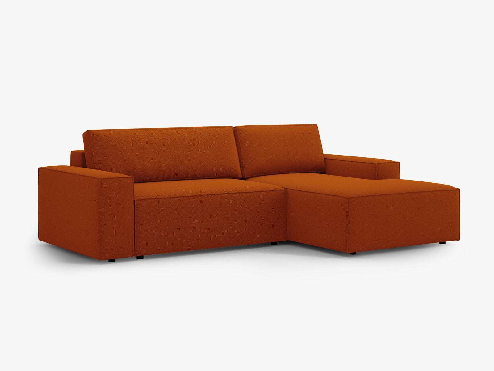 Micadoni Schlaf-Ecksofa Jodie 3-Sitzer Rechts Strukturierter Stoff Terrakotta