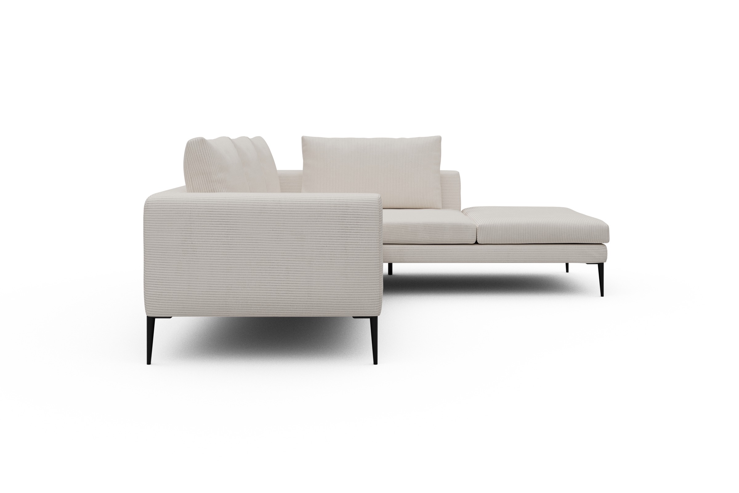 Ecksofa Paul Relax-Ecke rechts mit 2-Sitzer Corduroy-Ivory