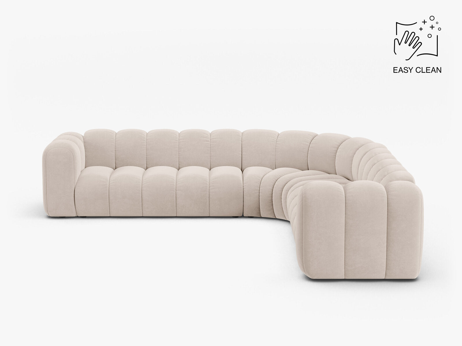 Micadoni symmetrisches Ecksofa Lupine 5-Sitzer  Samt Venus Helles Beige