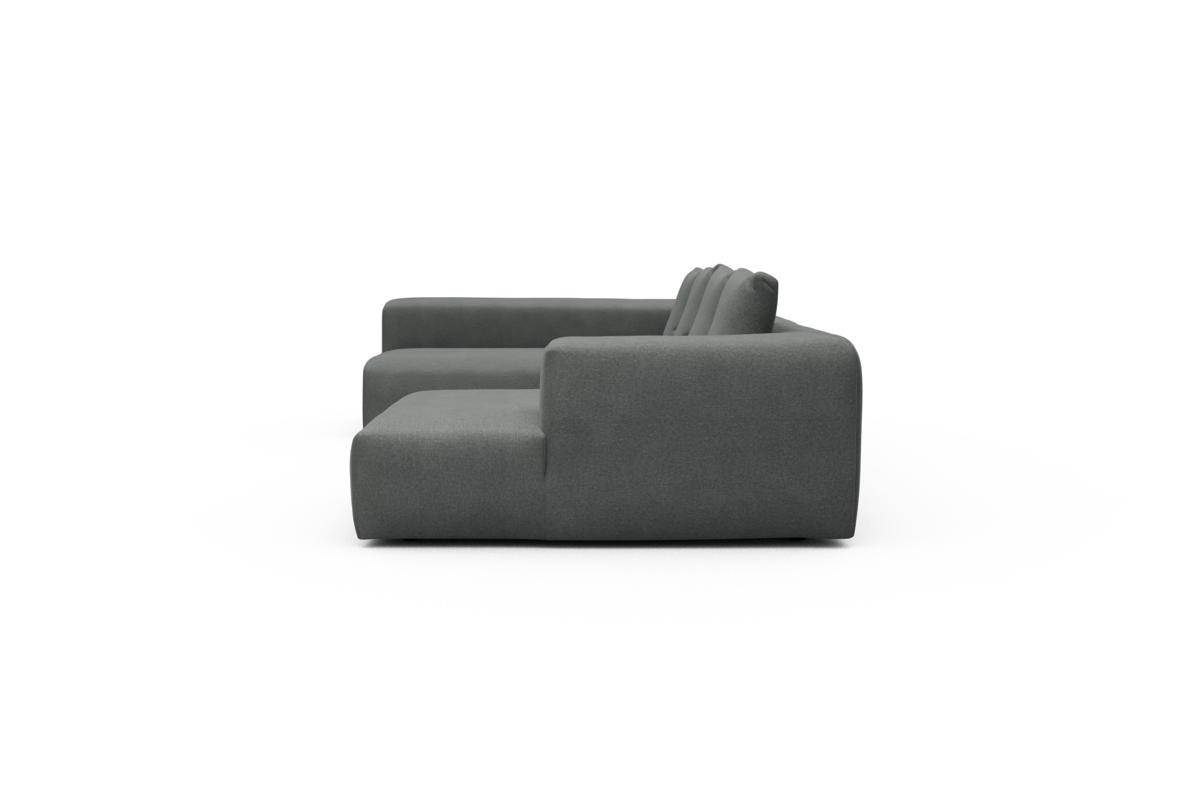 Wohnlandschaft Fred Chaiselongue rechts mit 2-Sitzer und lange Armlehne links Satya-Steel