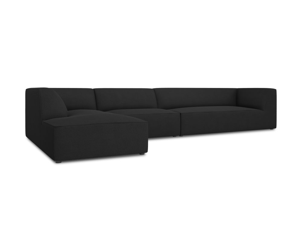Cosmopolitan Design Ecksofa Siena 5-Sitzer Strukturierter Stoff Ottawa Schwarz Links