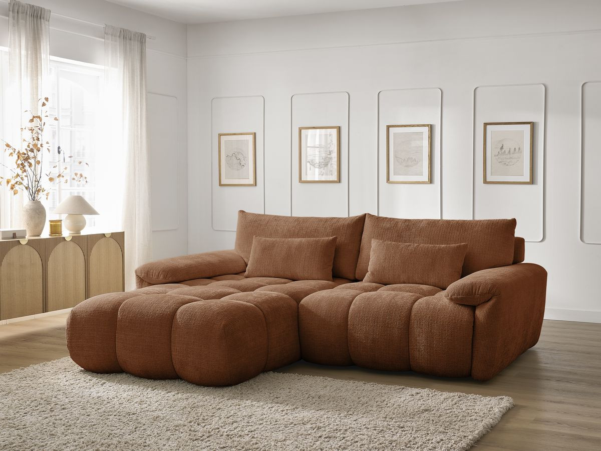 Bobochic Ivane Ecksofa Strukturstoff Orange Ecke links