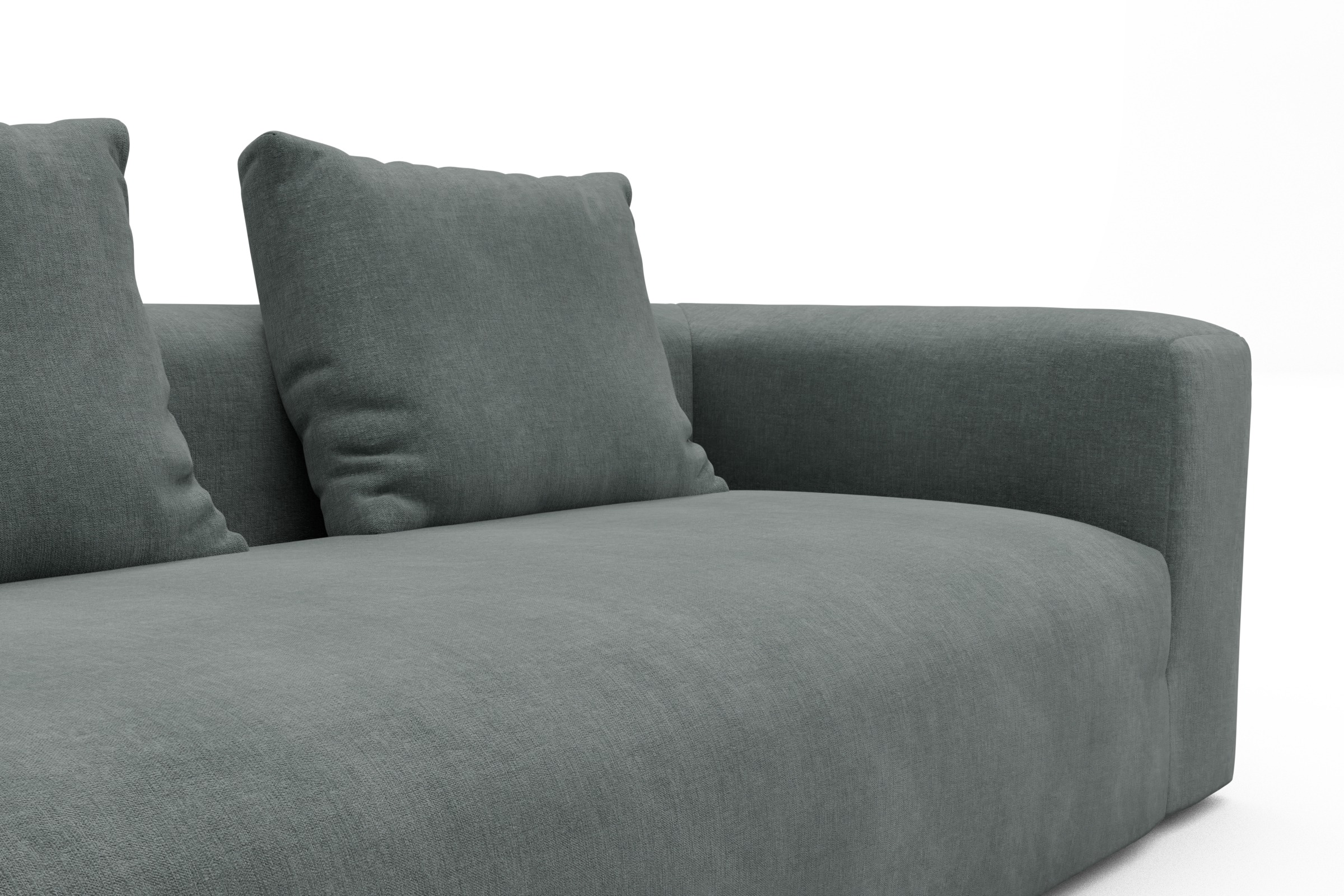 Wohnlandschaft Fred mit 2-Sitzer und Chaiselongue beidseitig Smooth-Silver-Grey