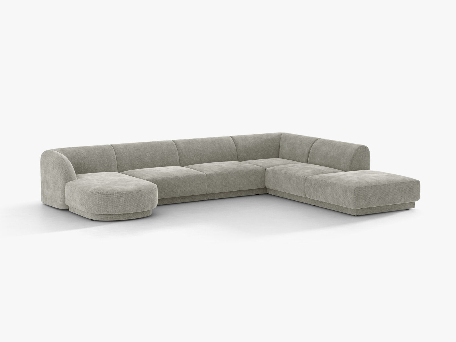 Micadoni Panorama-Ecksofa Miley 6-Sitzer Rechts Chenille Haga Hellgrau
