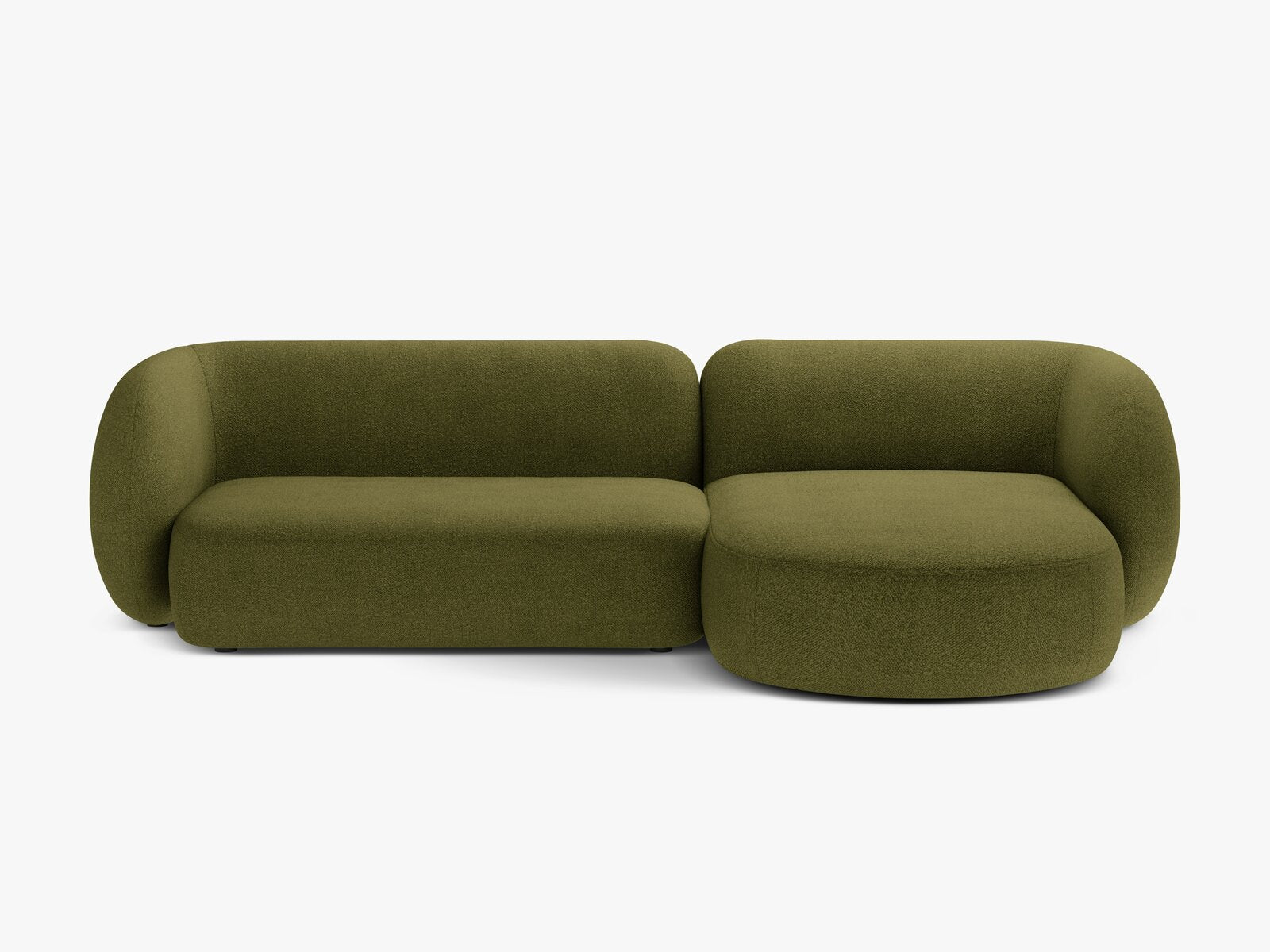 Micadoni Ecksofa Kate 3-Sitzer Rechts Boucle Baloo Dunkel-Olivgrün
