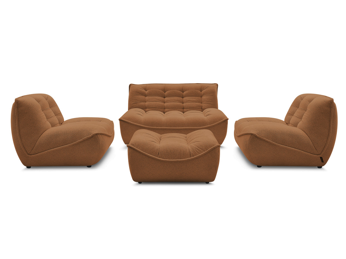 Bobochic Serena Sofa 4-Sitzer mit Pouf Melange-Stoff Orange