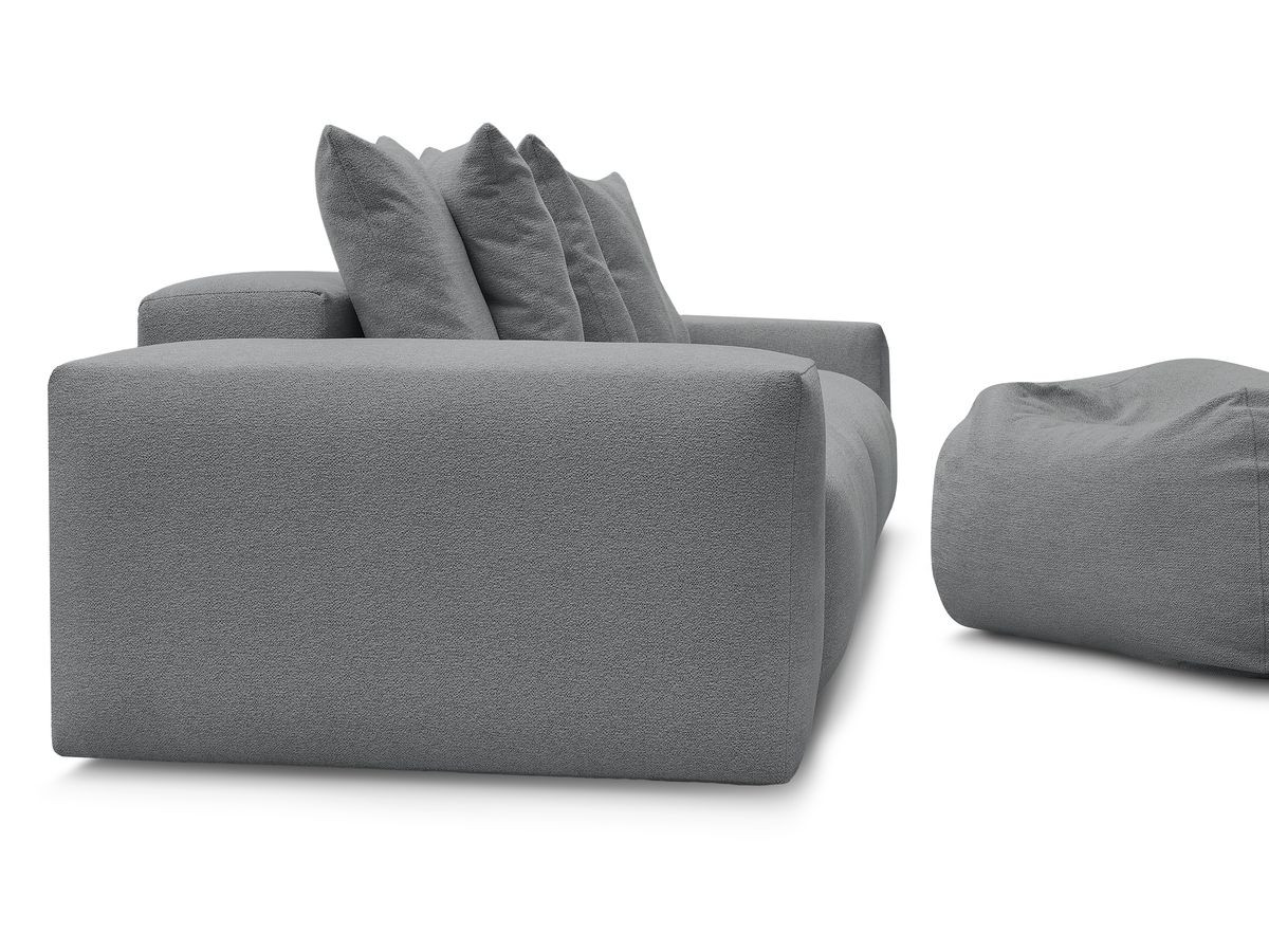 Bobochic Voltaire Sofa 5-Sitzer mit Pouf Melange-Stoff Dunkelgrau