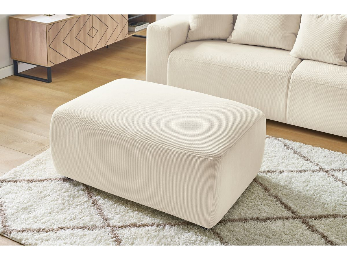 Bobochic Envy Schlafsofa 3-Sitzer mit Bettkasten und Pouf Cordsamt Beige