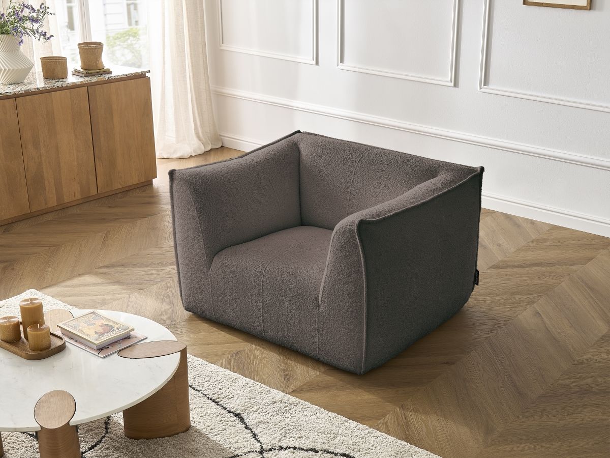 Bobochic Giorgia Sessel Bouclé-Stoff Braun