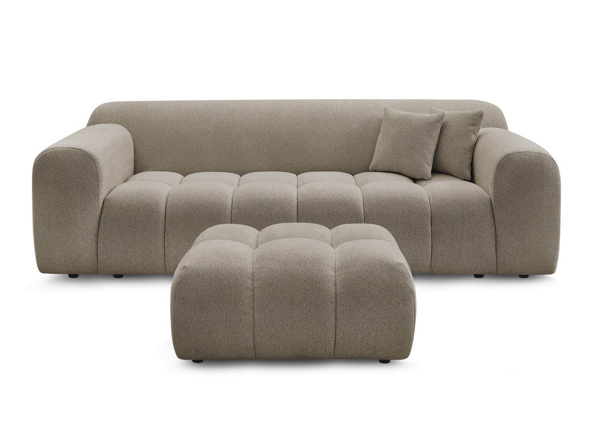 Bobochic Melisse Sofa 3-Sitzer mit Pouf Melange-Stoff Taupe