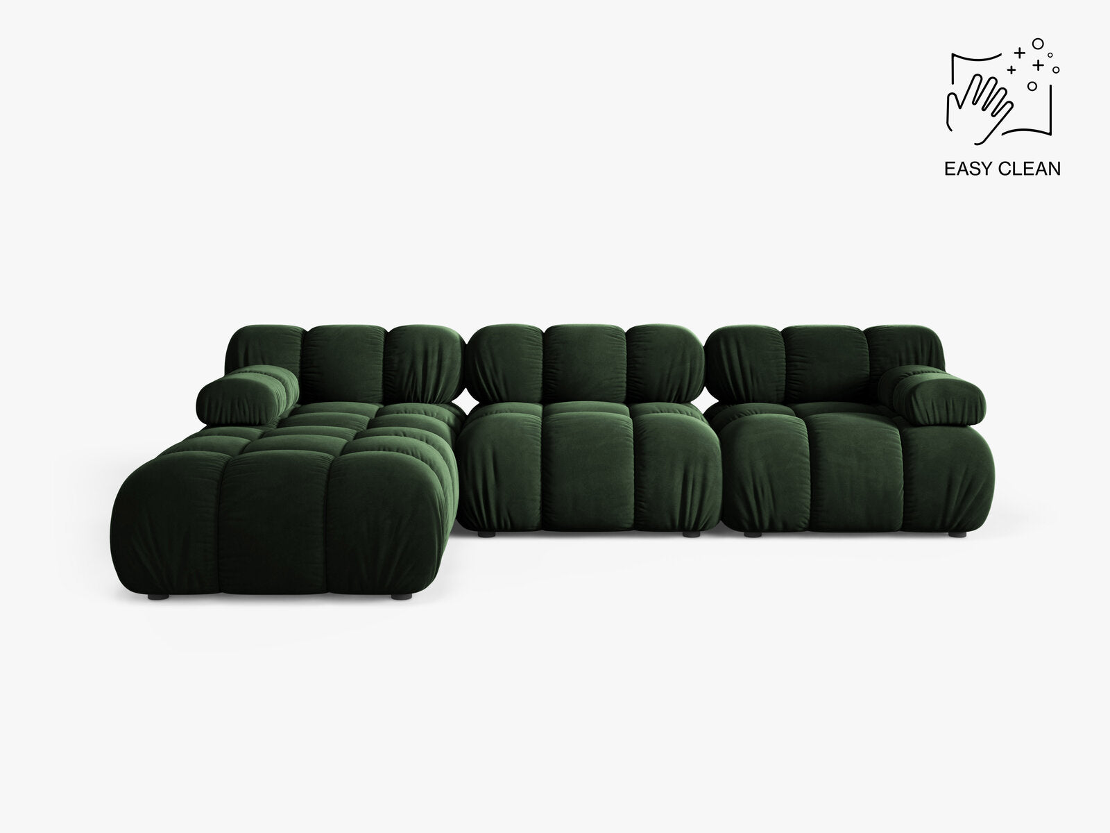 Micadoni Modulares Sofa Bellis 4-Sitzer mit flachem Modul Samt Venus Flaschengrün