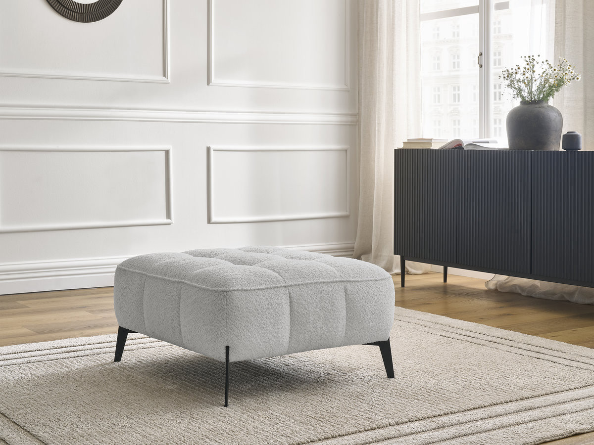 Bobochic Anis Pouf Bouclé-Stoff Hellgrau