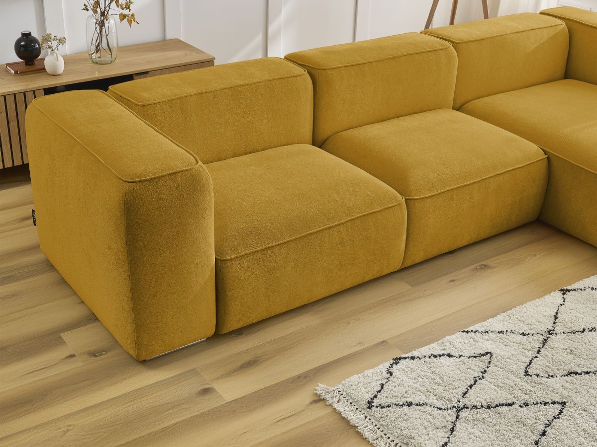 Bobochic Zephyr Ecksofa 349 × 165 cm Strukturstoff Gelb Ecke rechts