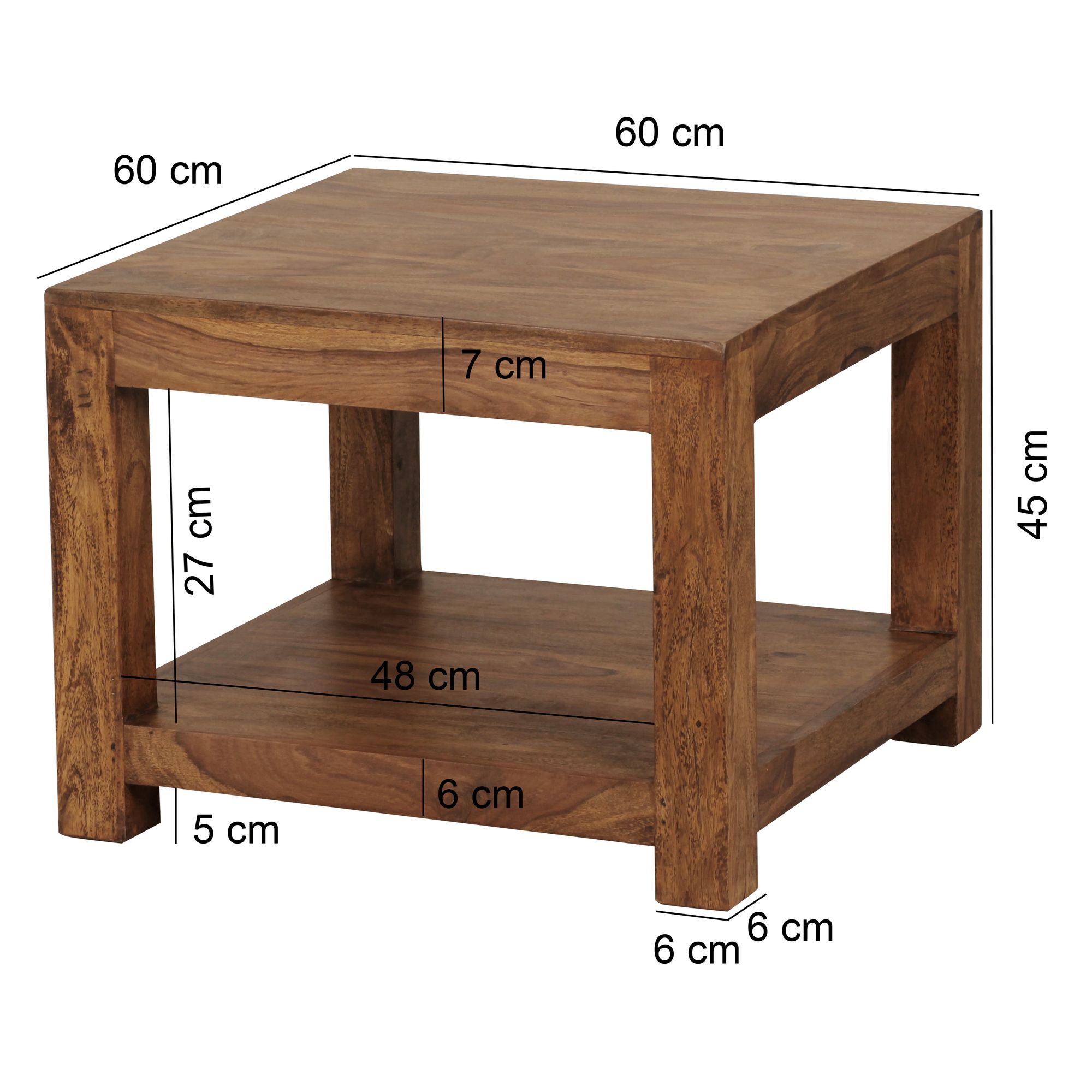 Couchtisch Aalvik Massivholz Dunkelbraun 60 × 60 × 45 cm