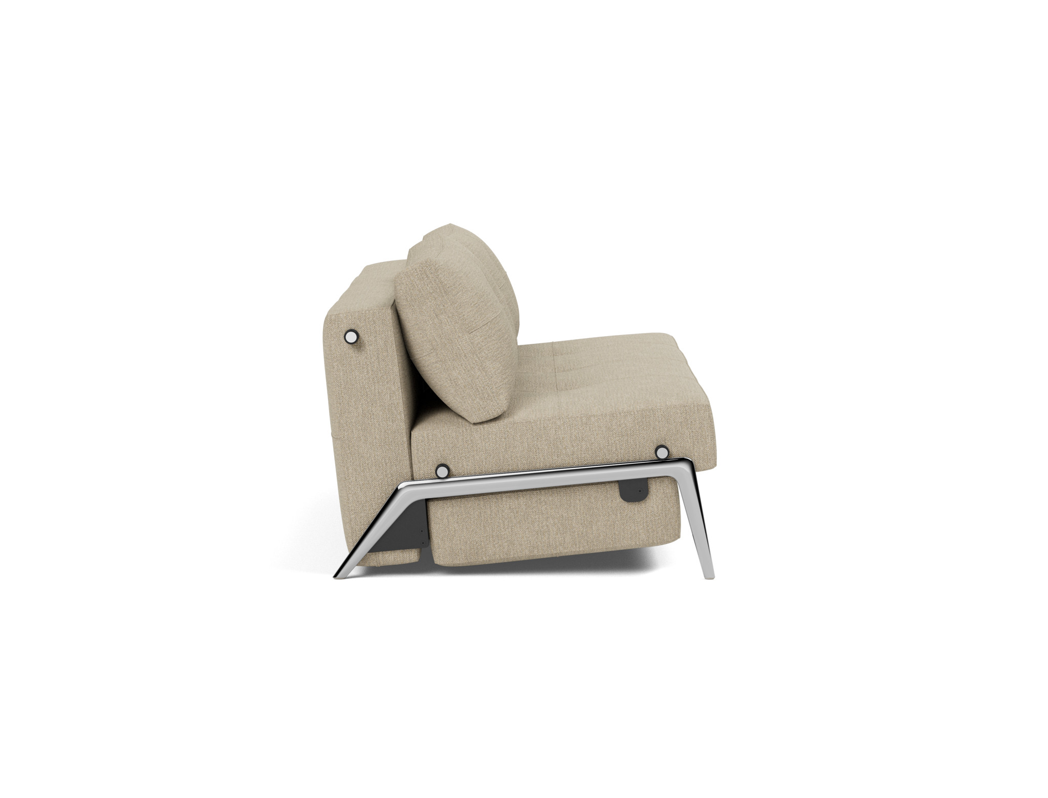 Schlafsofa Cubed 160 Strukturierter Stoff Taura 356-Sand Beine Aluminium