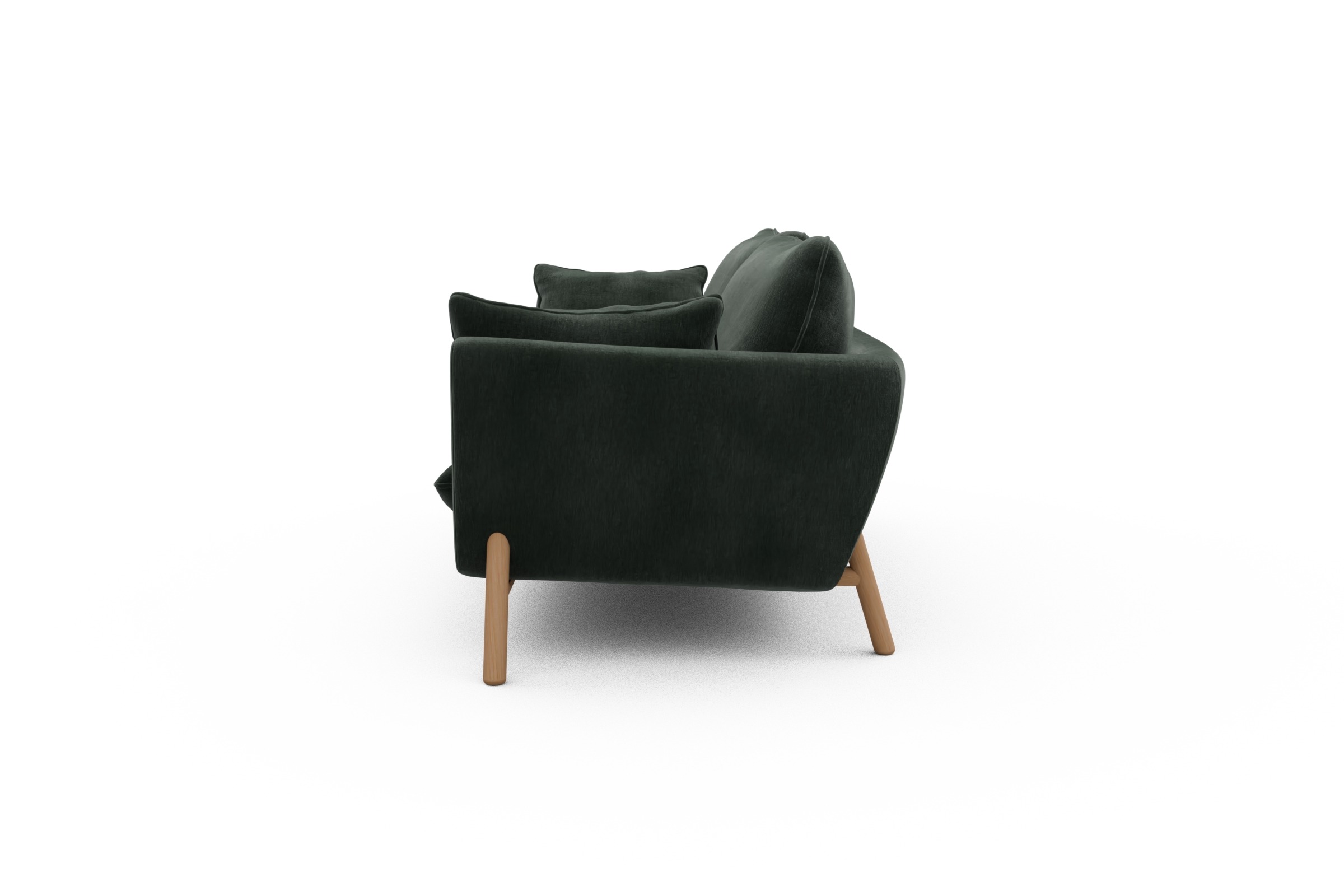 Sofa Emil 3-Sitzer Beinfarbe Eiche Natur Smooth-Laurel-Green