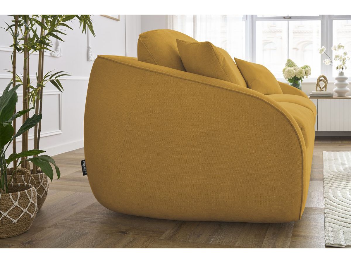 Bobochic Cezanne Schlafsofa 3-Sitzer Stoff Gelb, Liegefläche 140 × 194 cm