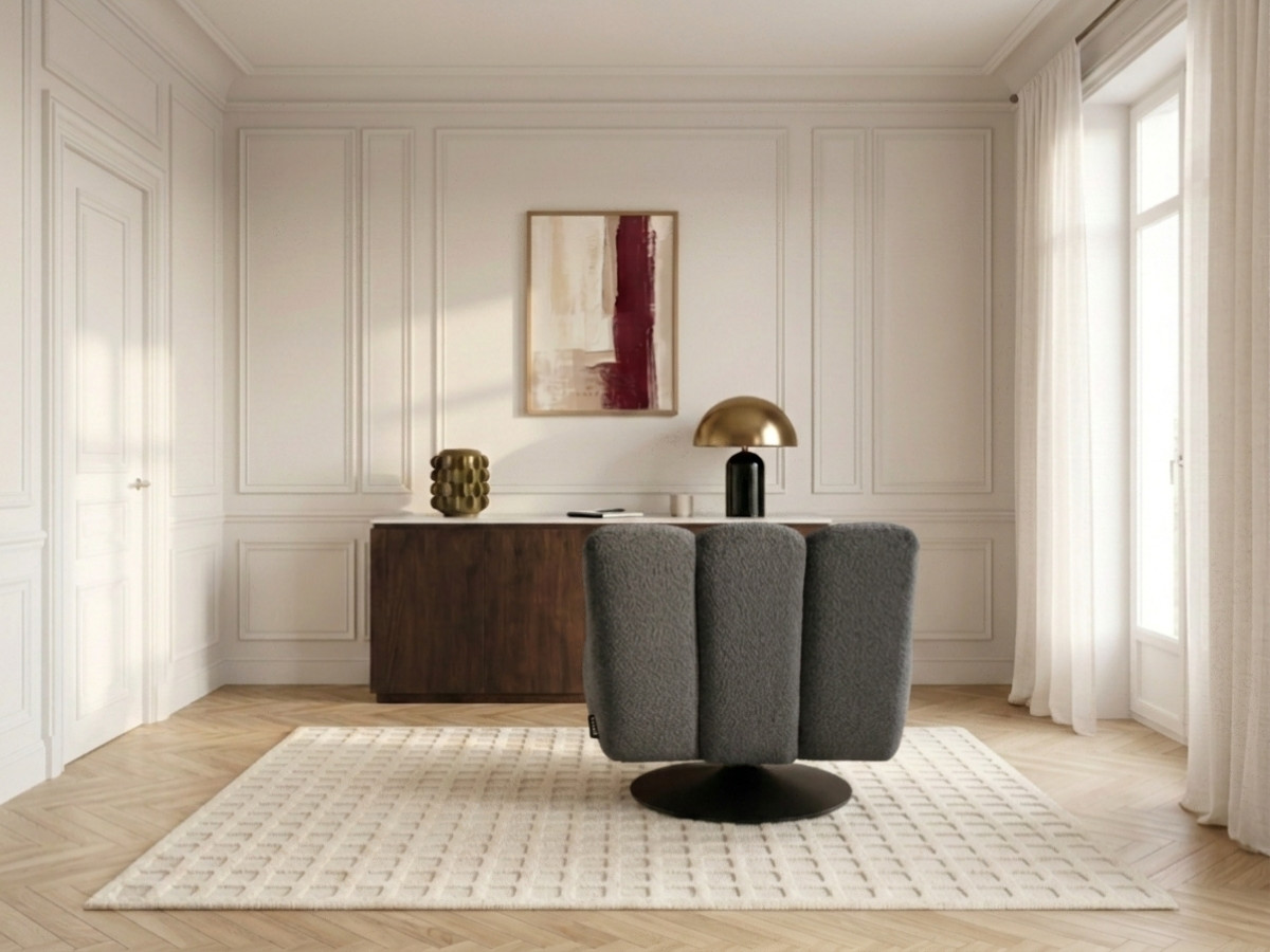 Bobochic Janissaire Sessel 79 × 89 cm Bouclé-Stoff Dunkelgrau