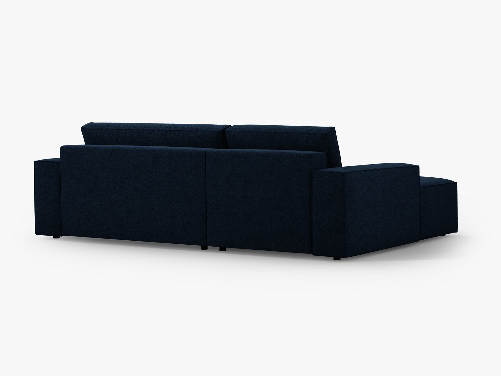 Micadoni Schlaf-Ecksofa Jodie 3-Sitzer Links Boucle Dunkelblau