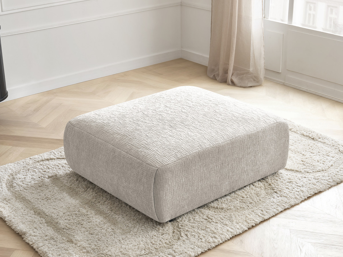 Bobochic Jana Pouf 94 × 114 cm Strukturstoff Beige