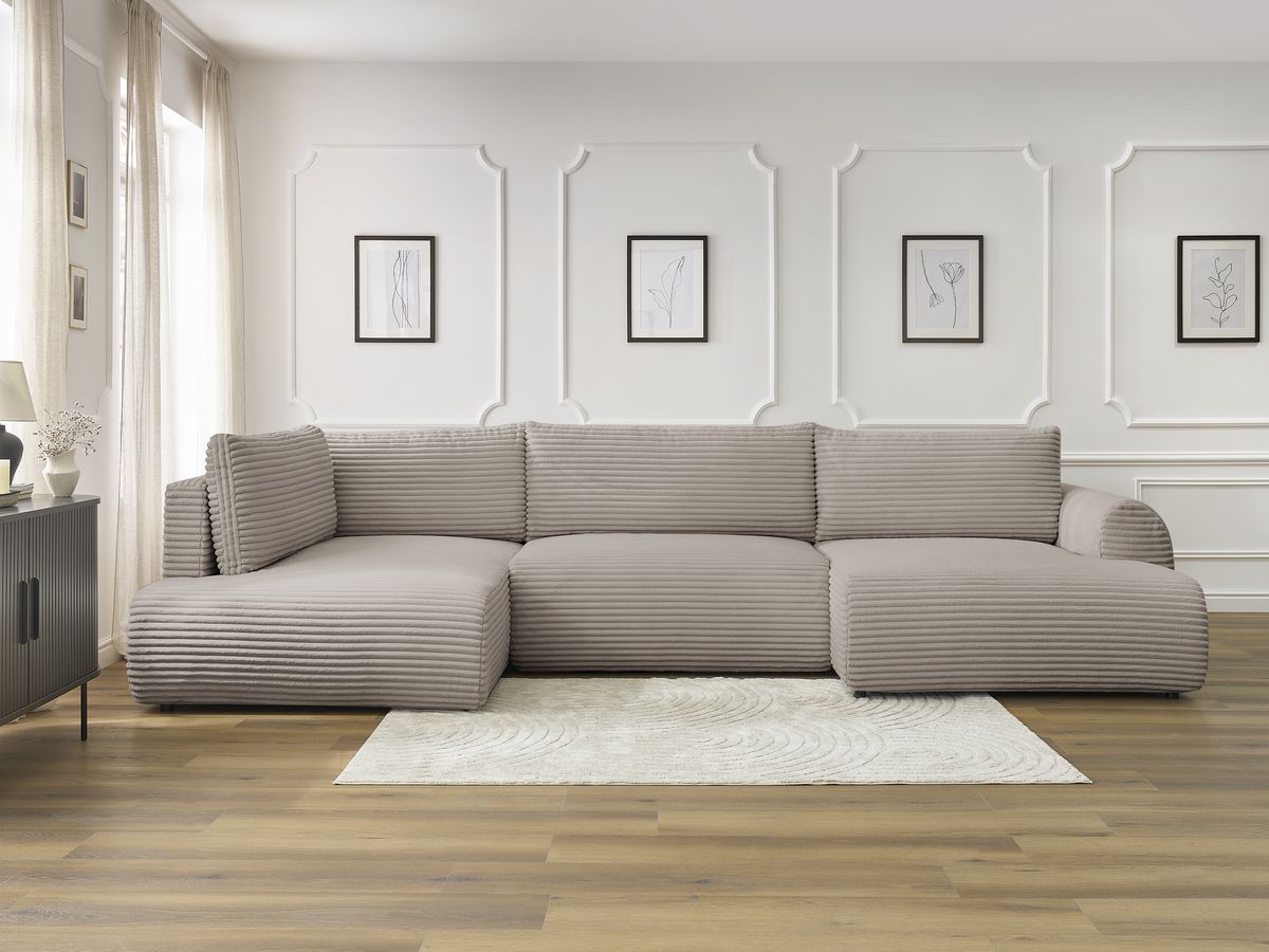 Bobochic Lucien Wohnlandschaft Breitcord weich Taupe Ecke rechts