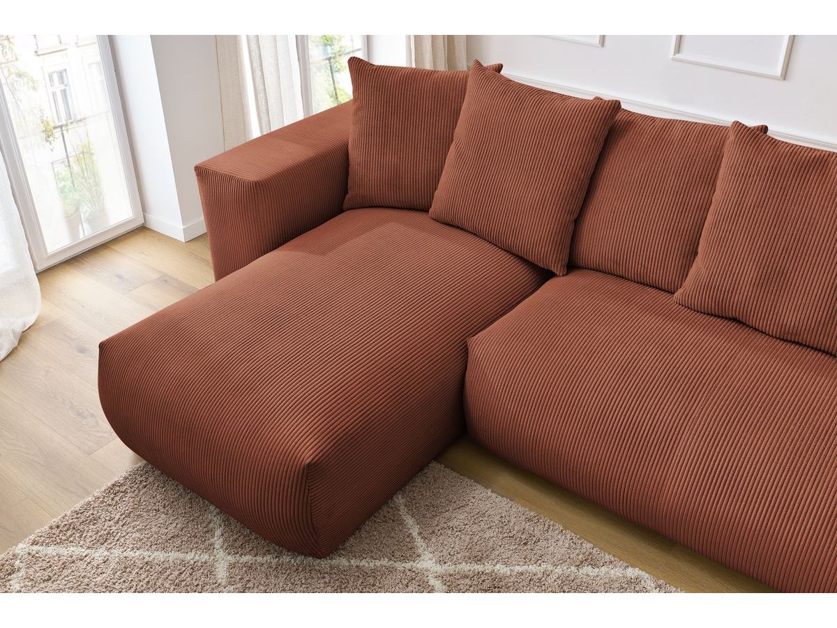 Bobochic Voltaire Wohnlandschaft 356 × 214 cm Cordsamt Orange Ecke links