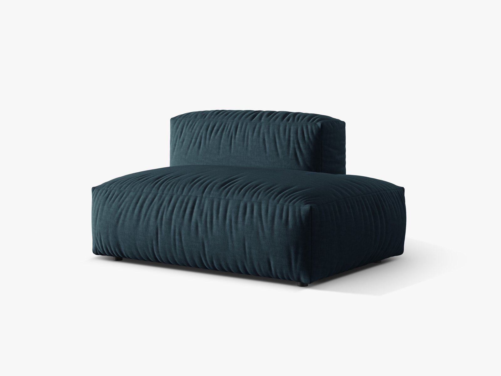 Micadoni Ecksofa-Modul Martina 1-Sitzer Strukturierter Stoff Boston Jeansblau Rechts