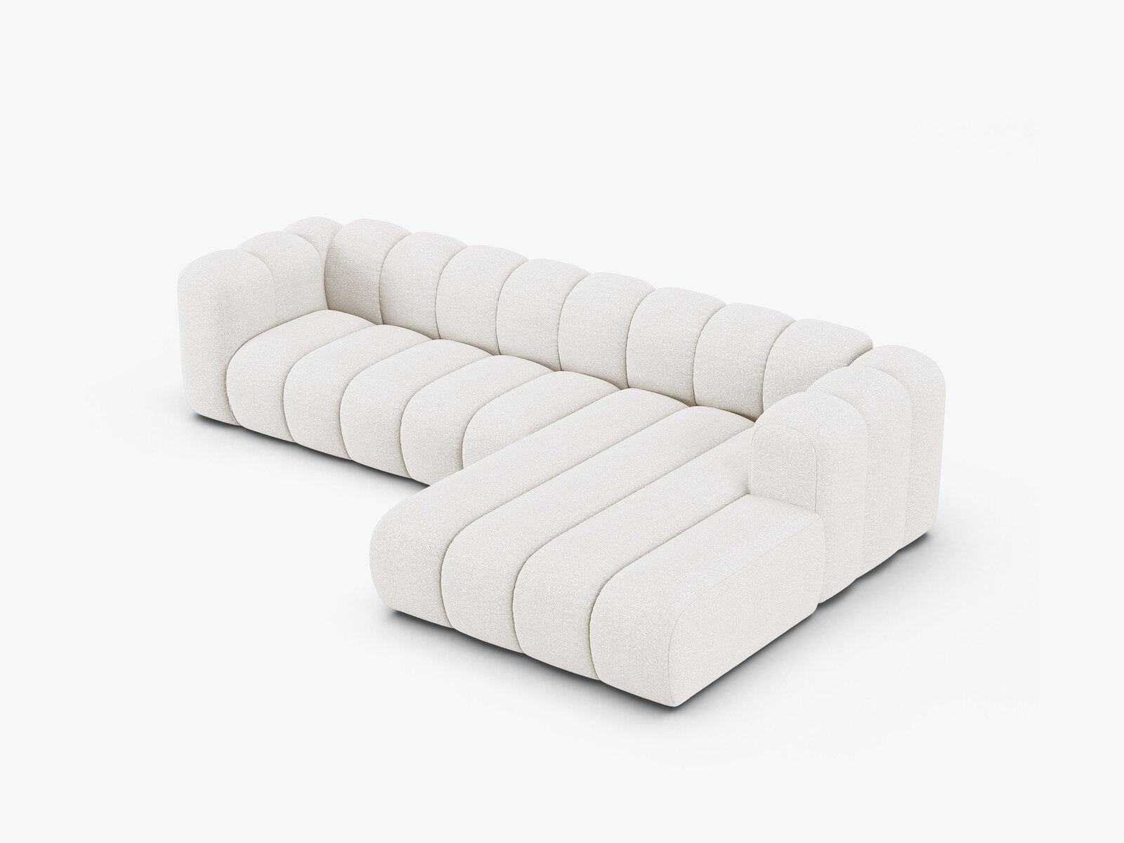 Micadoni Modulares Ecksofa Lupine 4-Sitzer Rechts Boucle Baloo Weiß