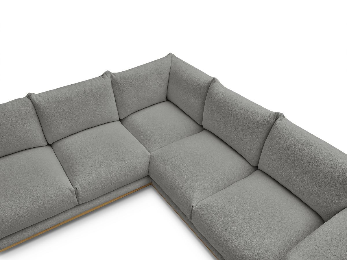 Bobochic Ernest Ecksofa mit Pouf Bouclé-Stoff Dunkelgrau