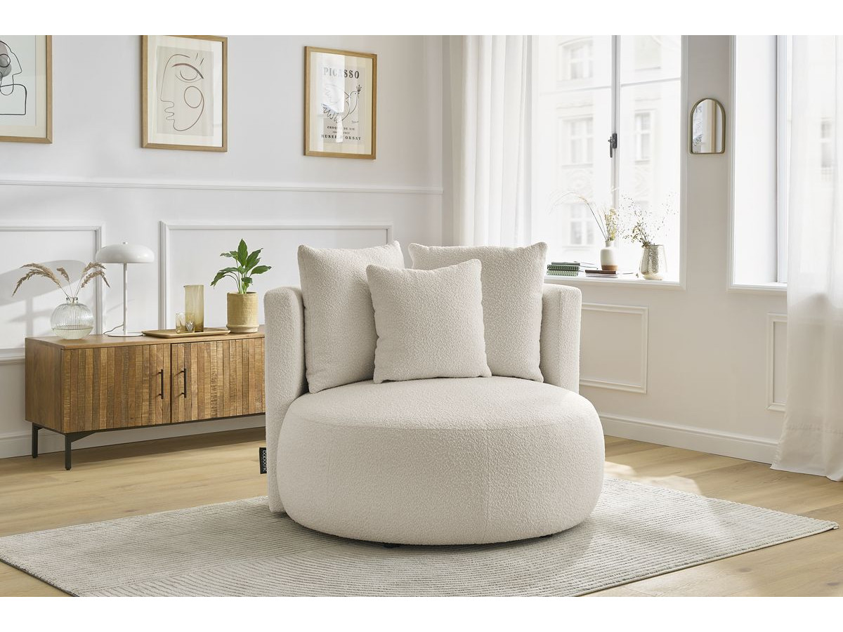 Bobochic Cesar Sessel Bouclé-Stoff Beige