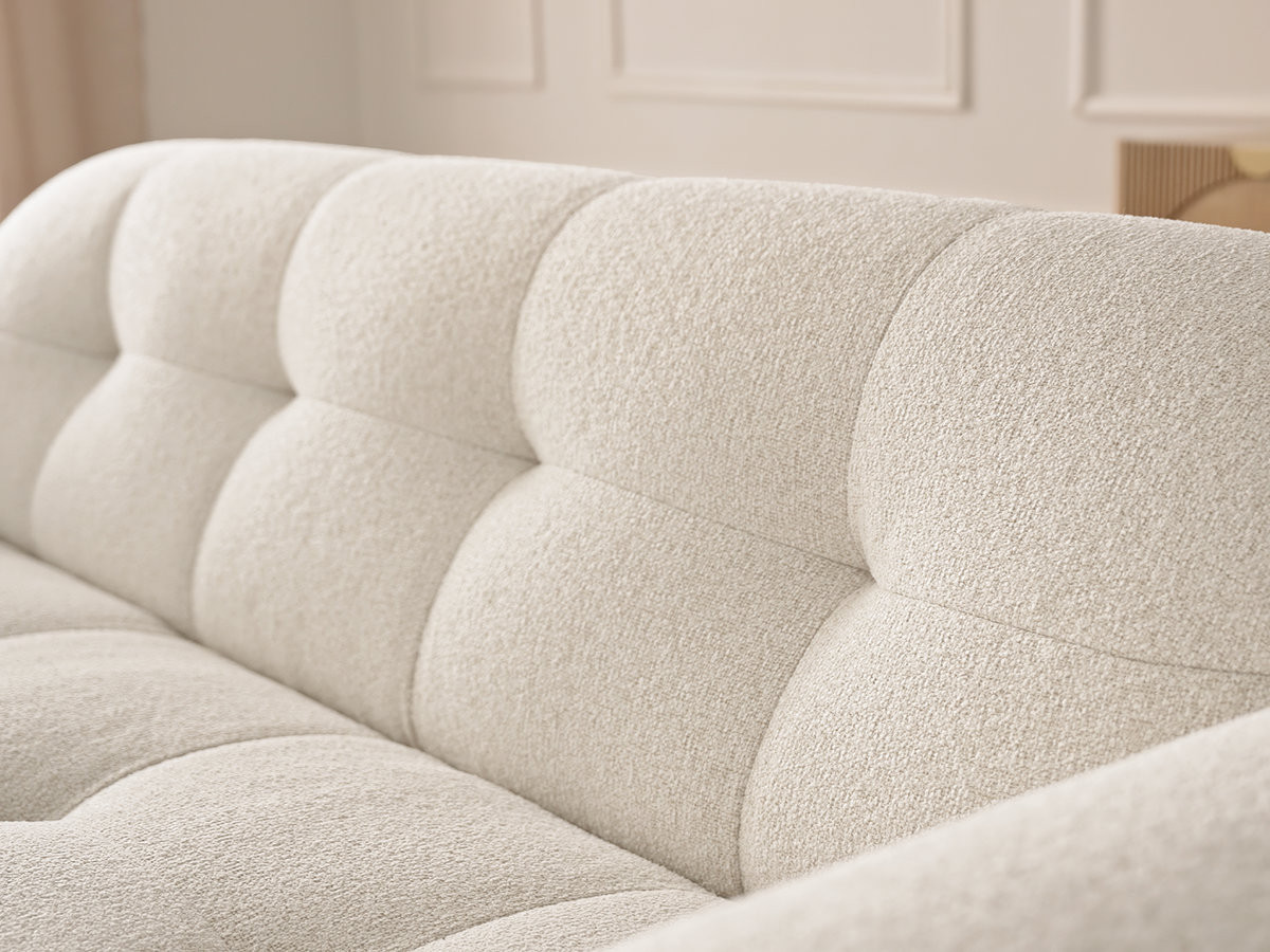Bobochic Laura Sofa 3-Sitzer mit kleinem Pouf Melange-Stoff Beige