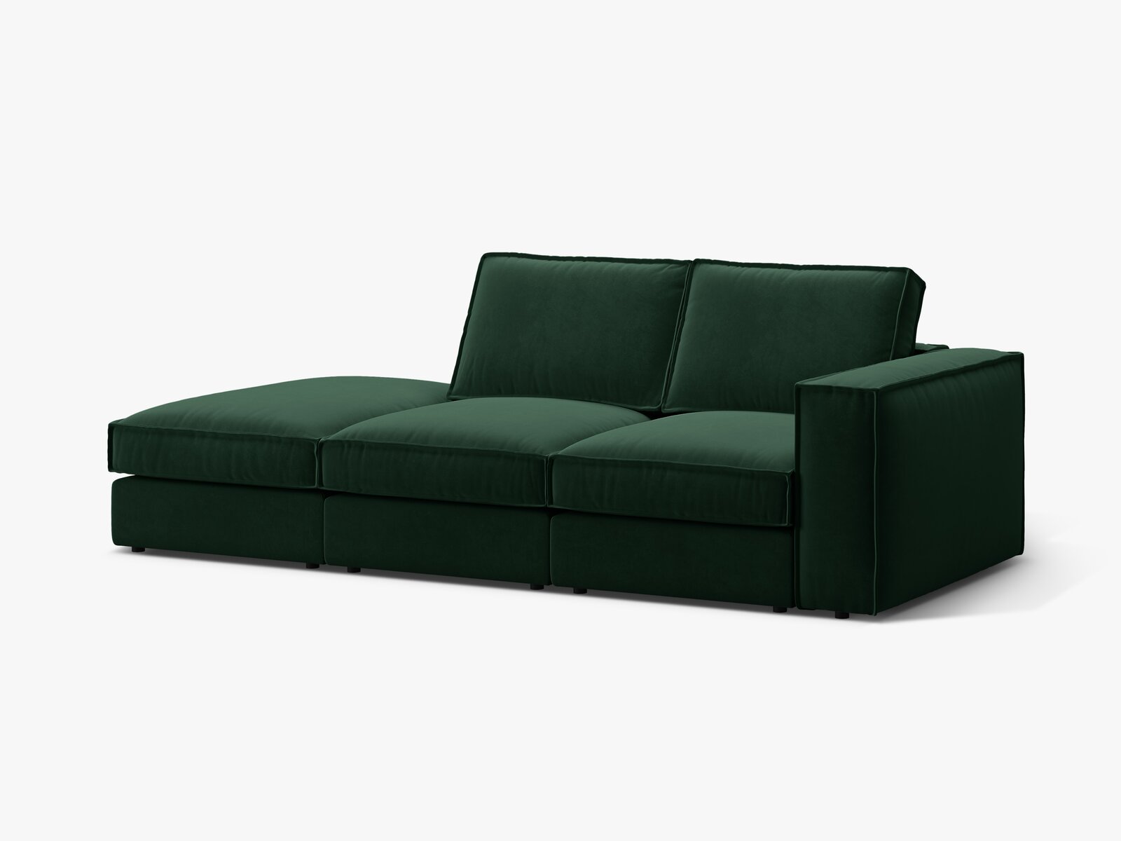 Micadoni modulares offenes Sofa Pola 3-Sitzer Links Samt Salvador Flaschengrün