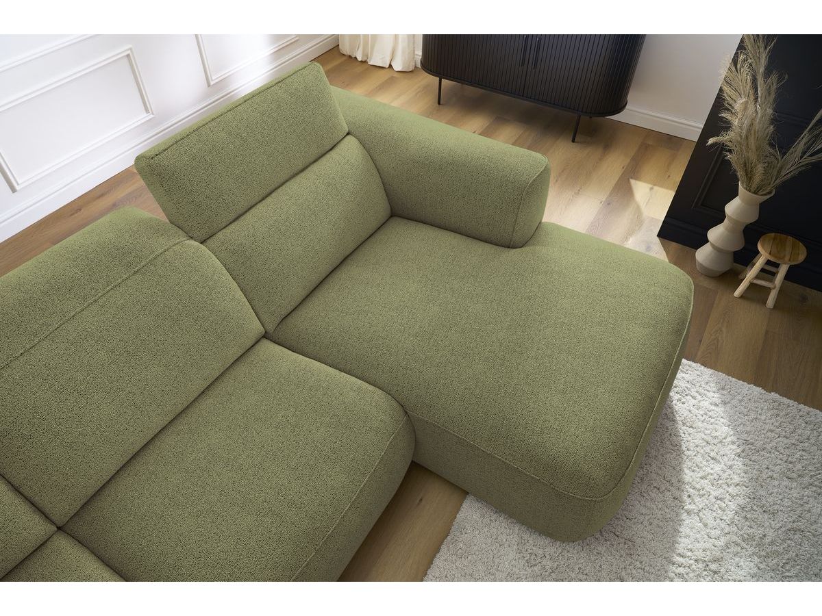 Bobochic William Ecksofa Melange-Stoff Grün Ecke rechts