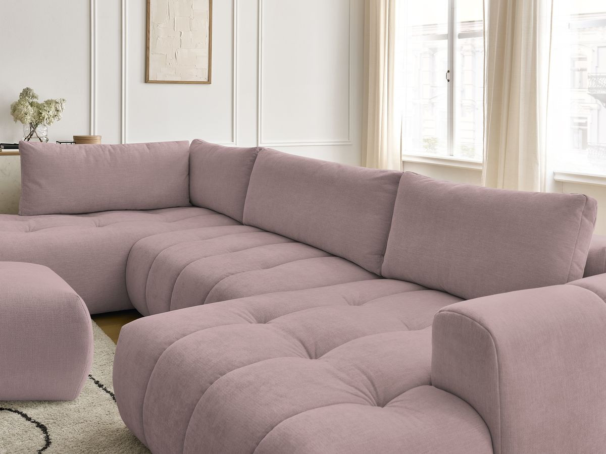 Bobochic Fuji Wohnlandschaft mit Pouf Stoff Rosa Ecke rechts