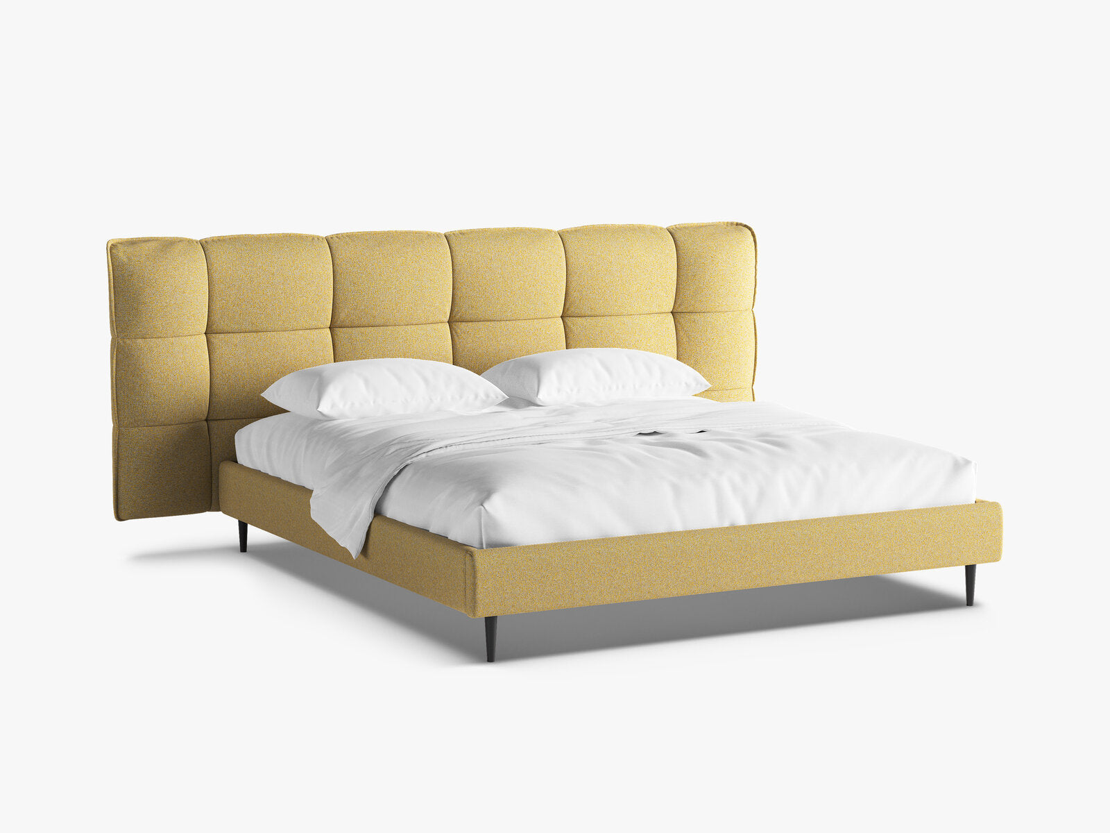 Micadoni Stauraumbett mit Kopfteil Eric with legs Strukturierter Stoff Puente Sonnenblumen Melange 160x200
