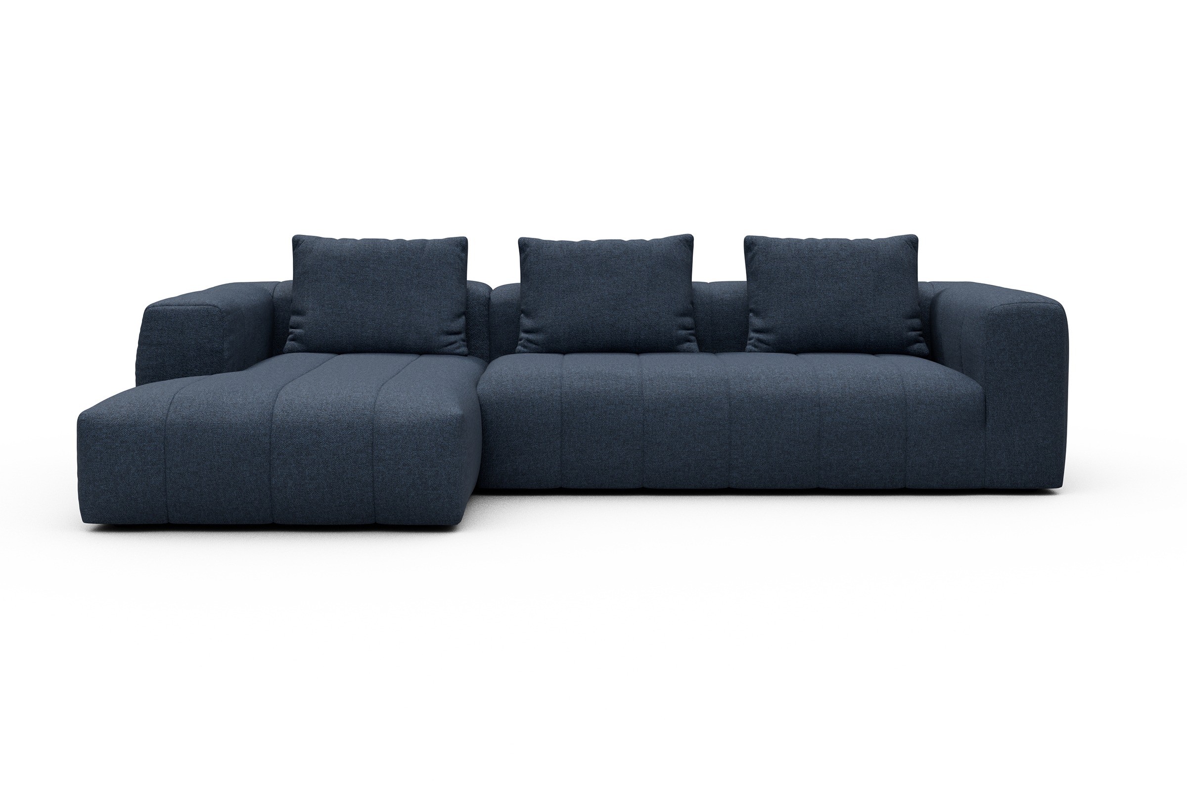 Ecksofa Hugo 2,5-Sitzer Armlehne rechts mit Chaiselongue Sama-Deep-Blue