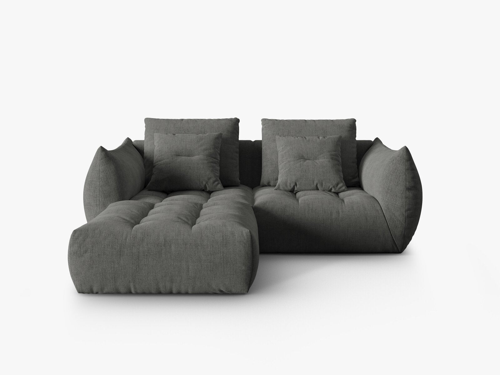 Micadoni Ecksofa Bloom 3-Sitzer Strukturierter Stoff Wind Dunkelgrau