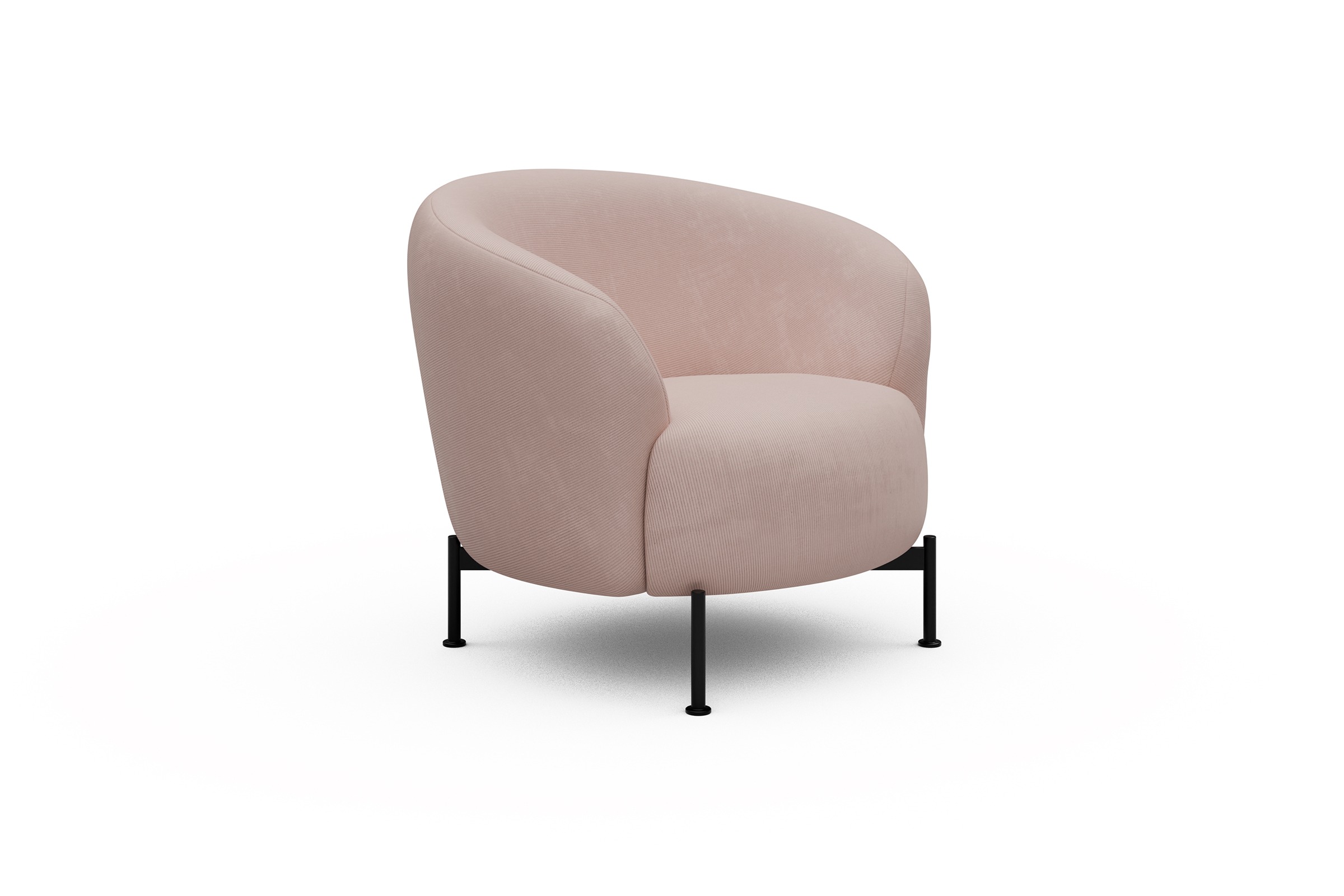 Sessel Ronda X-Metallgestell Schwarz Cordufine-Blush
