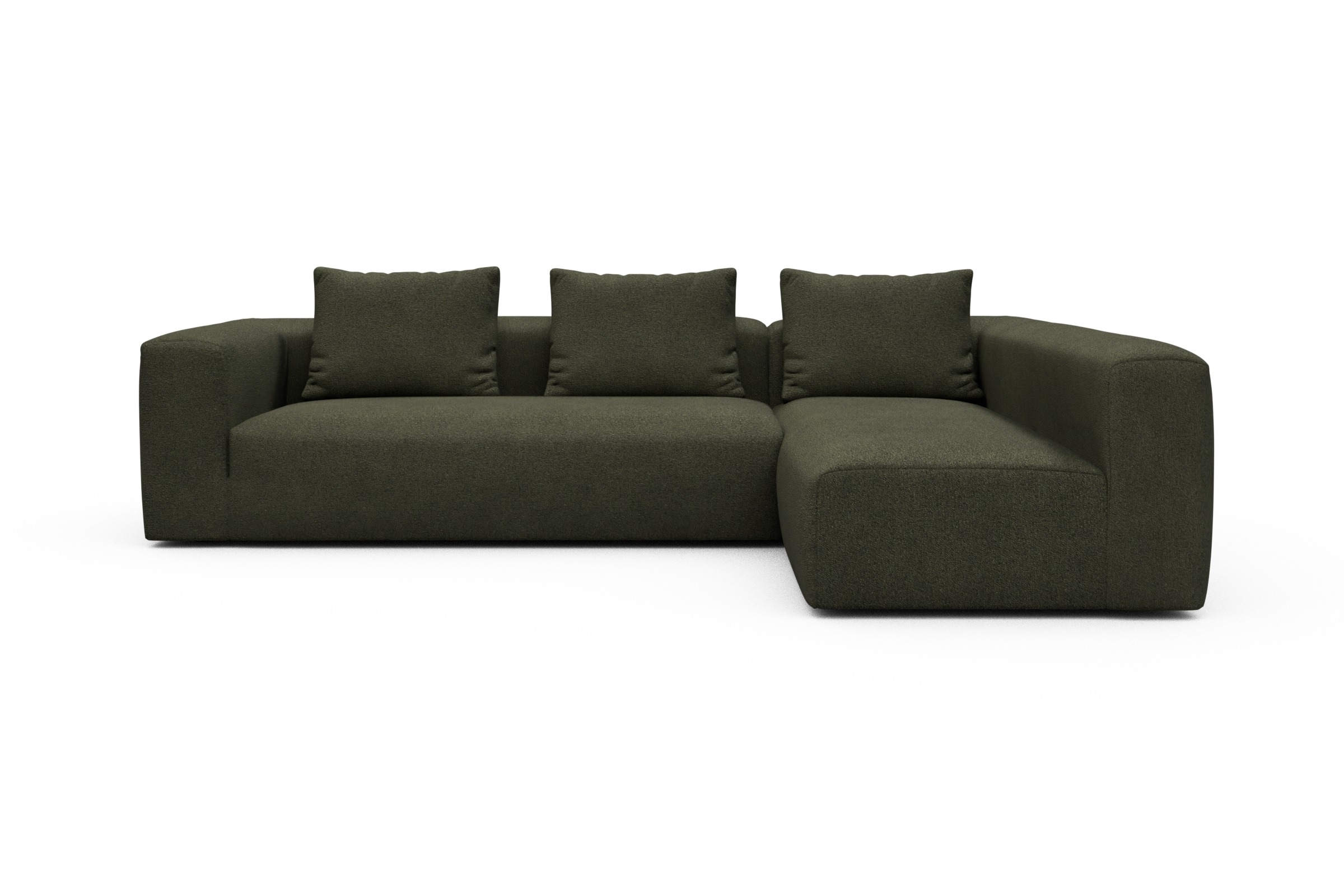 Skandi Home Ecksofa Fred 2x 2,5-Sitzer rechts offen Boucle-Forest-Green moebelfaktor