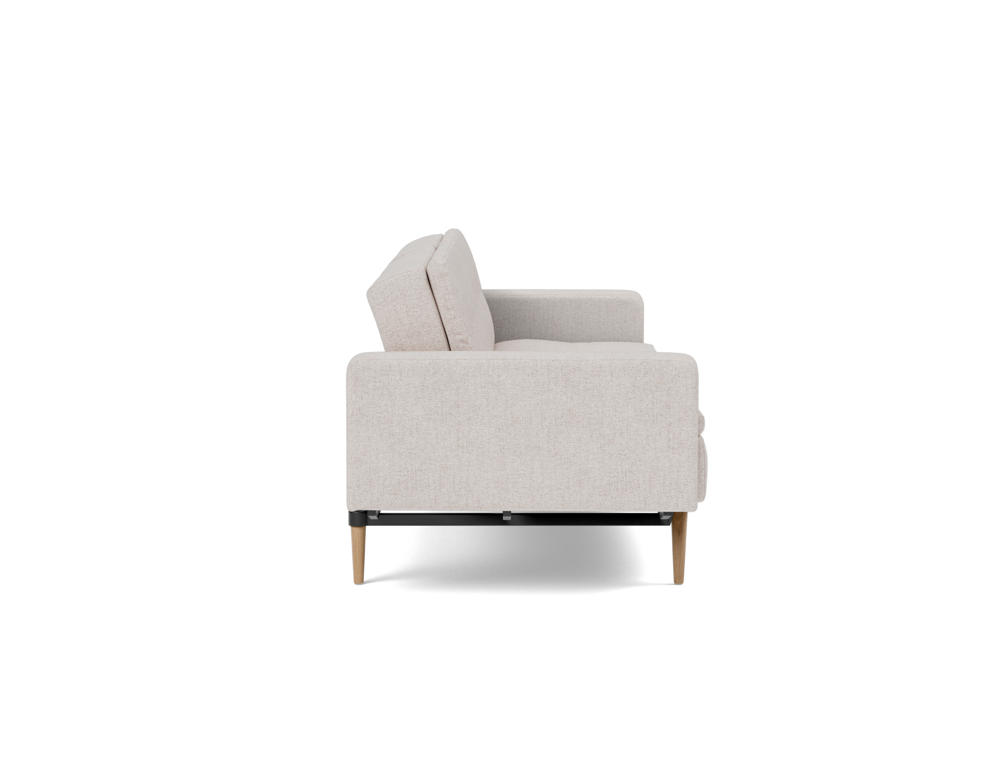 Schlafsofa Dublexo mit Armlehnen Strukturierter Stoff Weda 300-Weda-Sand Beine Styletto Eiche hell