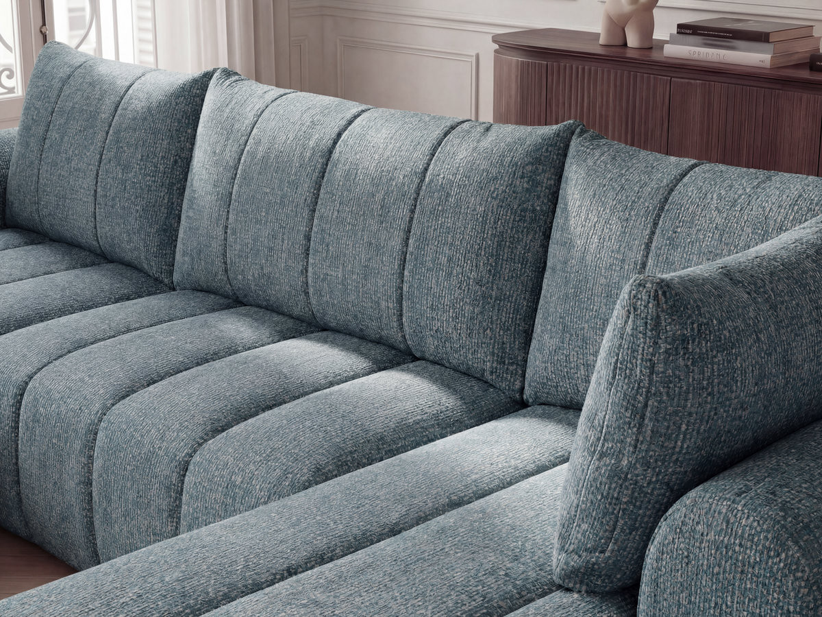 Bobochic Nesty Wohnlandschaft mit Pouf Melange-Stoff Blau Ecke links