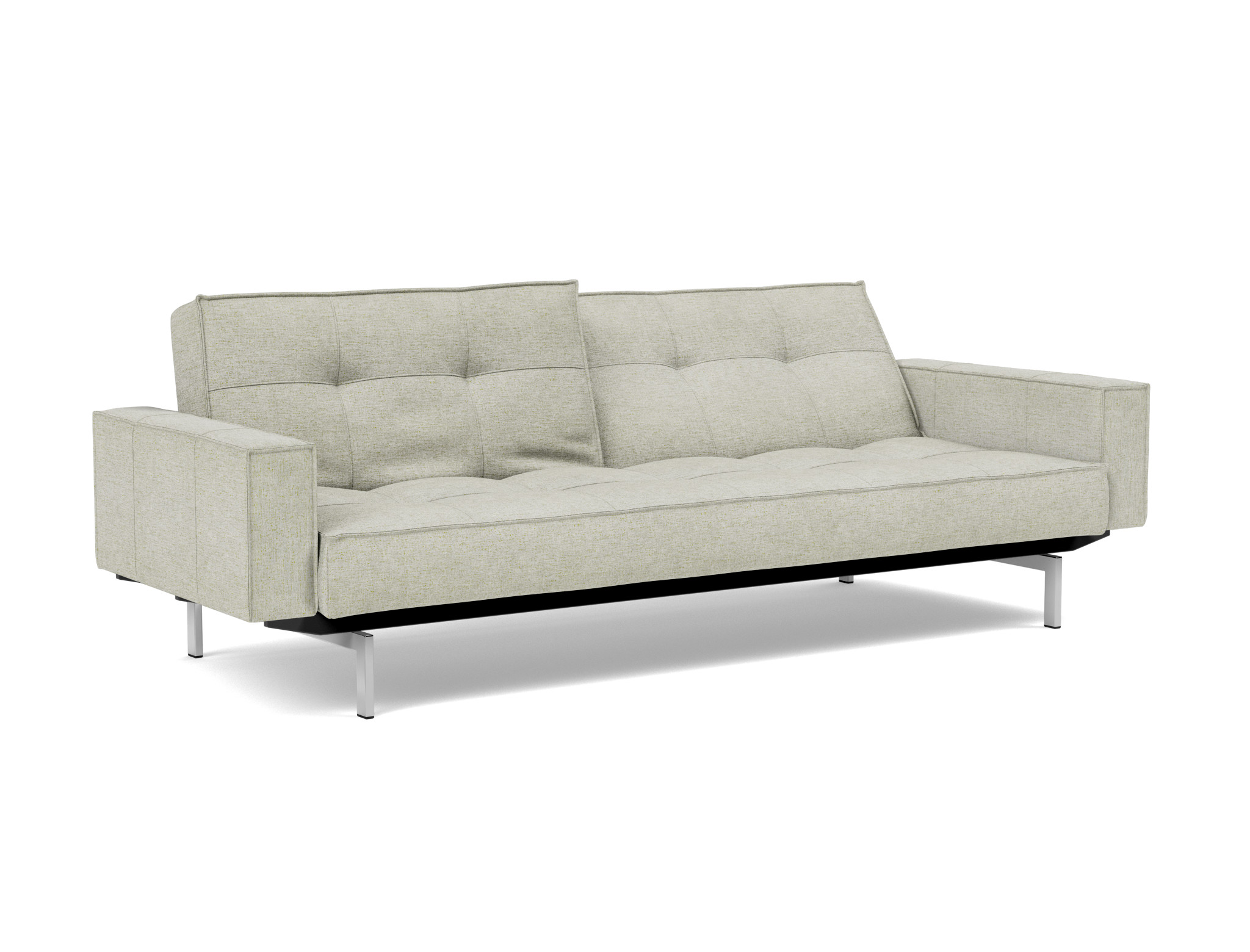 Schlafsofa Splitback mit Armlehnen Flachgewebe Avella 280-Sand Beine Chrom