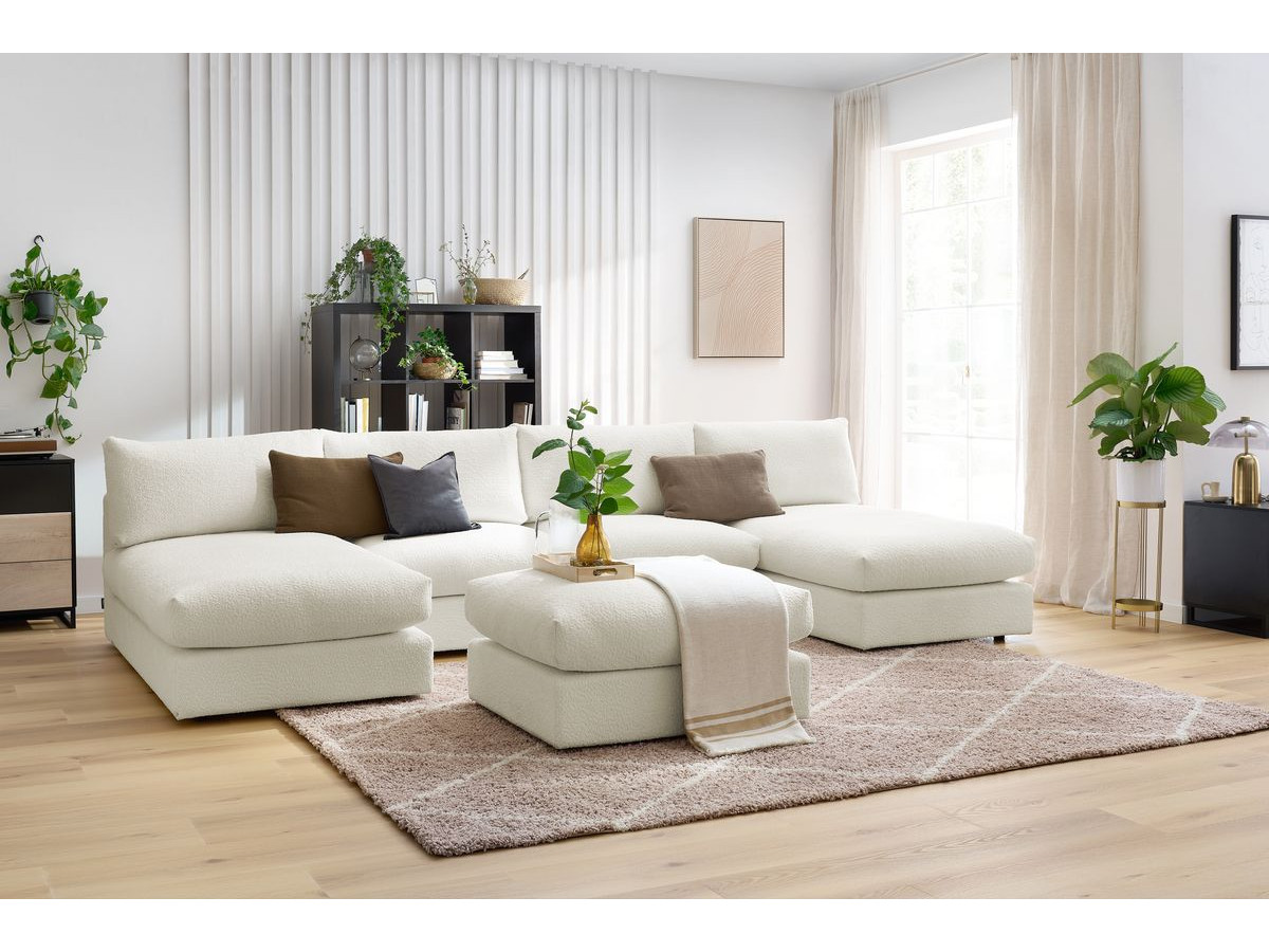 Bobochic Paris Wohnlandschaft Bouclé-Stoff Weiß