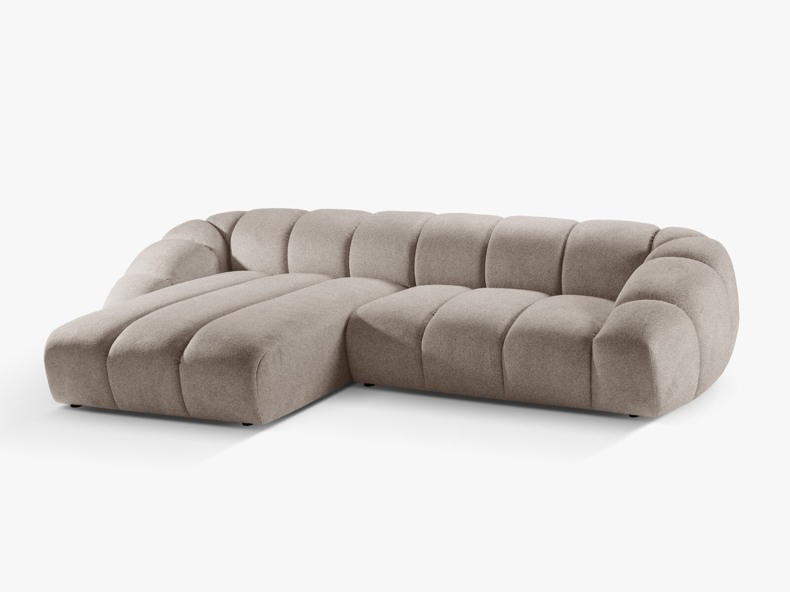 Micadoni Ecksofa Diana 4-Sitzer Links Strukturierter Samtstoff Dunkelbeige