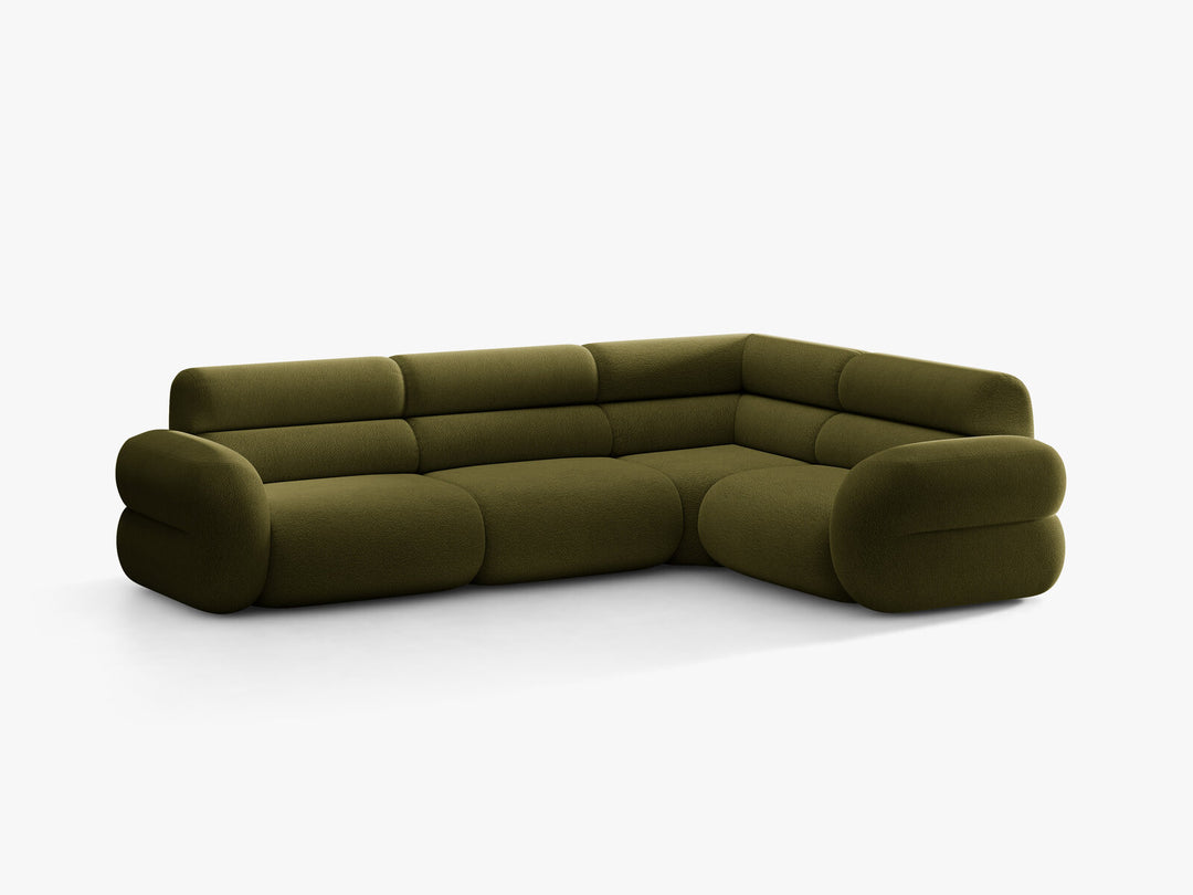 Micadoni Neo Ecksofa 295 cm Links Boucle Baloo Dunkles Olivgrün